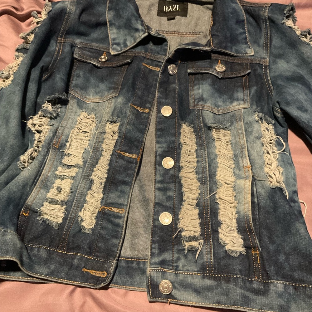Blue Distressed Jean Jacket